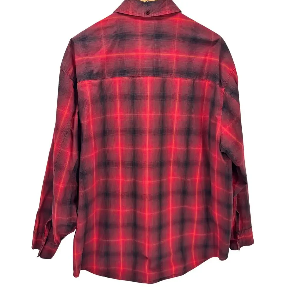 Levi's Shirt Mens 2XL Red Plaid Button Down‎ Red Tab Long Sleeve Cotton Vintage